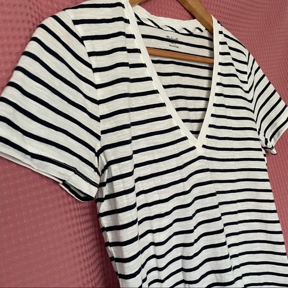 Madewell Striped VNeck Tee NWT Sz S - Picture 5 of 10